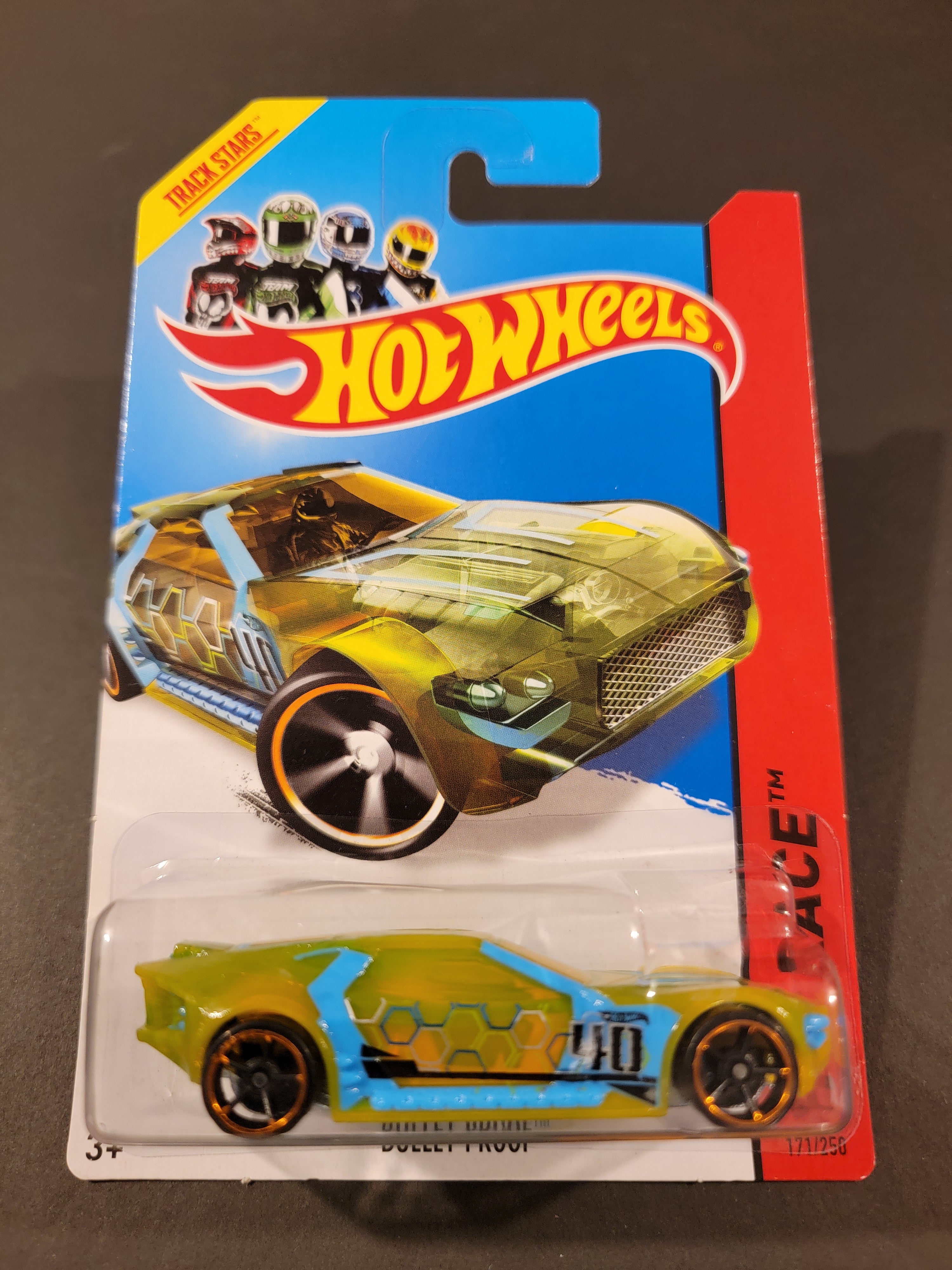 Hot Wheels Bullet Proof Mattel 2015 Toy Car Pink With Green Wheels