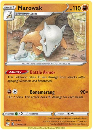 Pokemon - Marowak - 070/163 - Rare - Sword & Shield: Battle Styles Singles