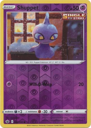 Pokemon - Shuppet - 062/198 - Common Reverse Holo - Sword & Shield: Chilling Reign Series