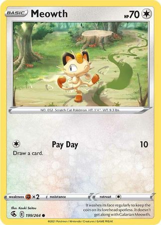 Pokemon - Meowth - 199/264 - Common - Sword & Shield: Fusion Strike Series