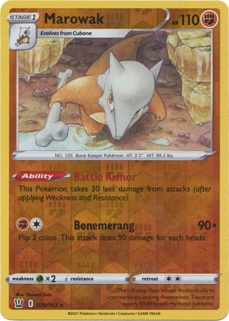 Pokemon - Marowak - 070/163 - Rare Reverse Holo - Sword & Shield: Battle Styles Singles