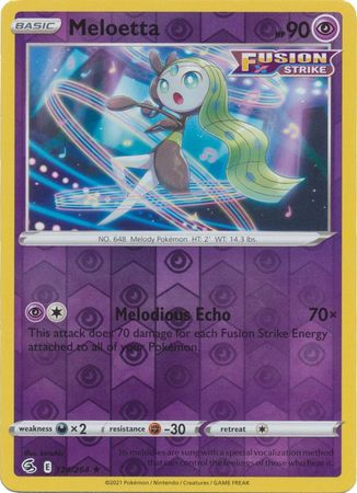 Pokemon - Meloetta - 124/264 - Rare Reverse Holo - Sword & Shield: Fusion Strike Series