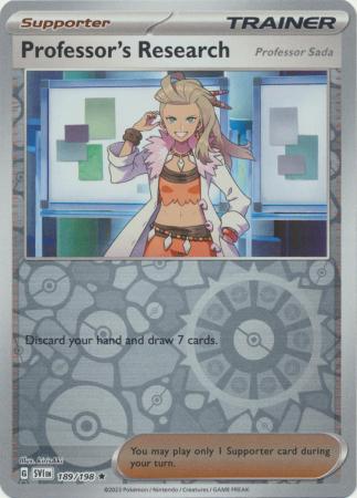 Pokemon - Professor's Research (Professor Sada) - 189/198 - Holo Rare Reverse Holo - Scarlet & Violet (Base Set) Series