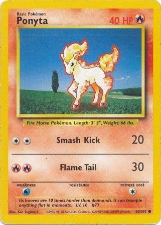 Pokemon - Ponyta - 60/102 - Common Unlimited - Base Set Unlimited Series