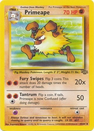 Pokemon - Primeape - 43/64 - Uncommon Unlimited - Jungle Series