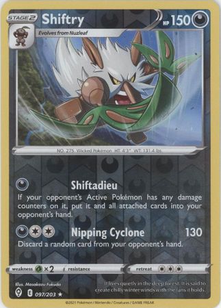 Pokemon - Shiftry - 097/203 - Rare Reverse Holo - Sword & Shield: Evolving Skies Series