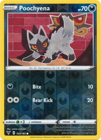 Pokemon - Poochyena - 103/185 - Common Reverse Holo - Sword & Shield: Vivid Voltage Series