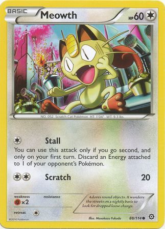 Pokemon - Meowth - 88/114 - Common - XY: Steam Siege Series