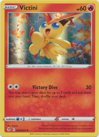 Pokemon - Victini - 020/203 - Holo Rare - Sword & Shield: Evolving Skies Series