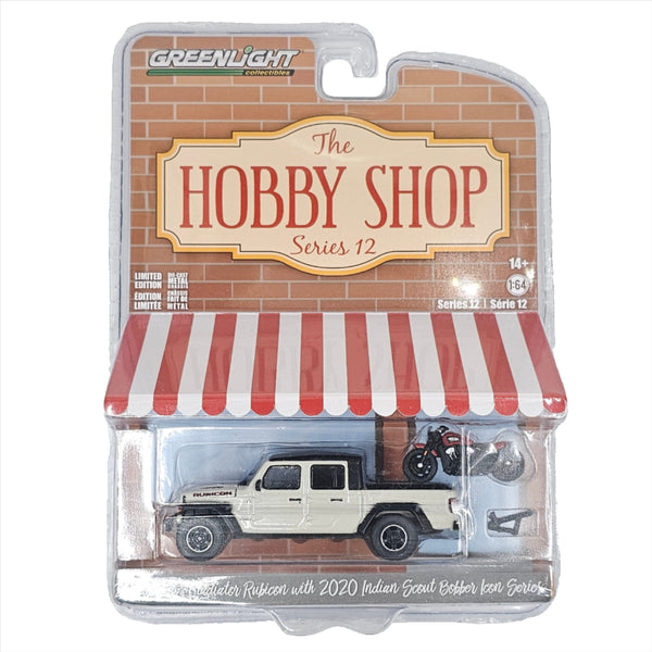 Greenlight - 2020 Jeep Gladiator Rubicon with 2020 Indian Scout Bobber Icon Series - Hobby Shop Series