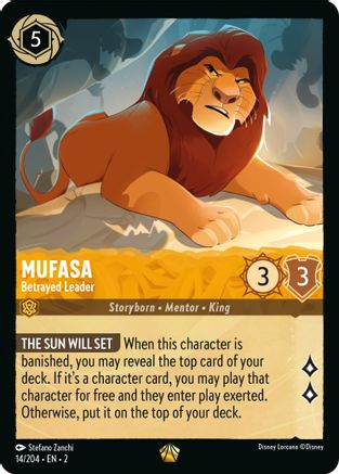Lorcana - Mufasa (Betrayed Leader) - 14/204 - Legendary - Rise of the Floodborn