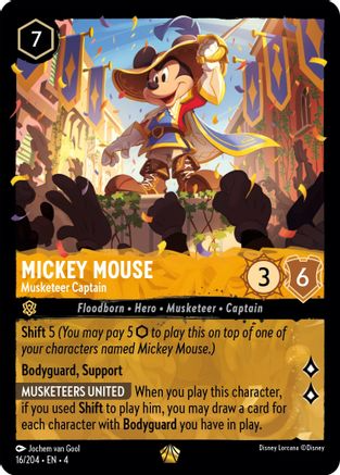 Lorcana - Mickey Mouse (Musketeer Captain) - 16/204 - Legendary - Ursula's Return