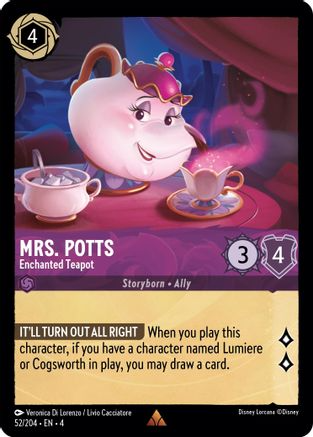 Lorcana - Mrs. Potts (Enchanted Teapot) - 52/204 - Rare - Ursula's Return