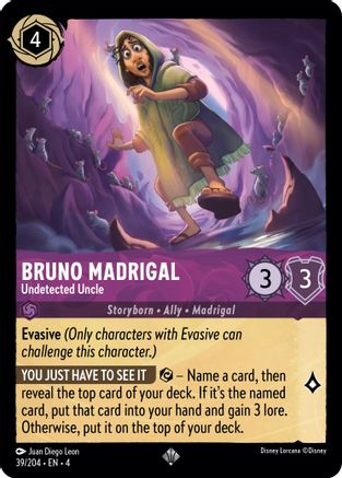 Lorcana - Bruno Madrigal (Undetected Uncle) - 39/204 - Super Rare - Ursula's Return