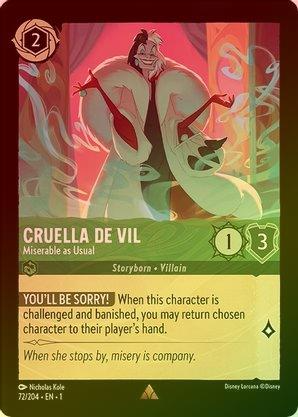 Lorcana - Cruella de Vil (Miserable as Usual) - 72/204 - Rare (Foil) - The First Chapter