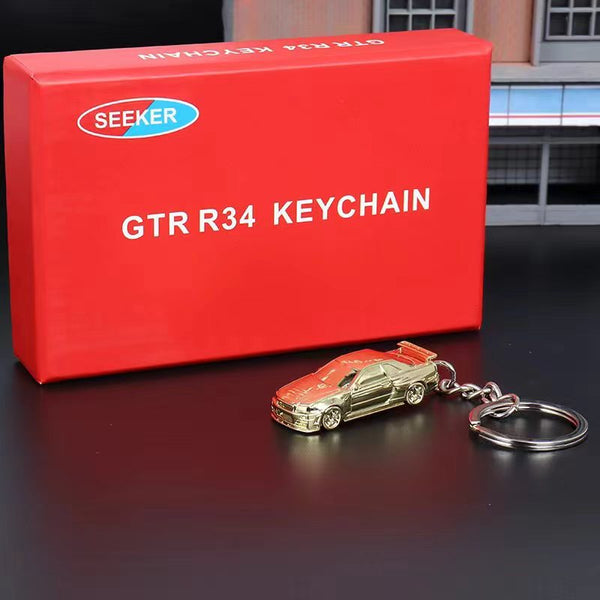 Seeker - Nissan Skyline GT-R R34 Keychain - Chrome Gold *1/87 Scale*