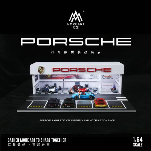 MoreArt - Porsche Light Assemby and Modifcation Shop Diorama w/ Led Lighting *Pre-Order*