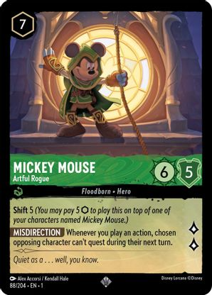 Lorcana - Mickey Mouse (Artful Rogue) - 88/204 - Super Rare - The First Chapter