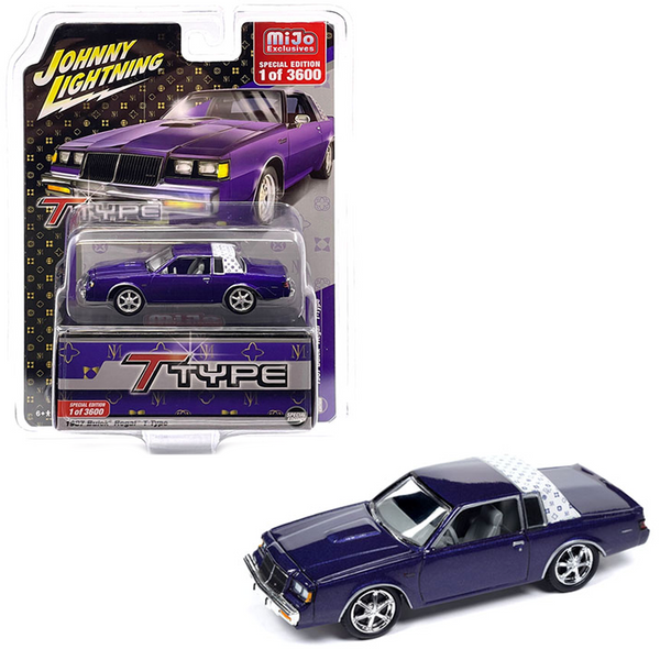 Johnny Lightning - 1987 Buick Regal T-Type Custom – Metallic Purple with White Top *Pre-Order*