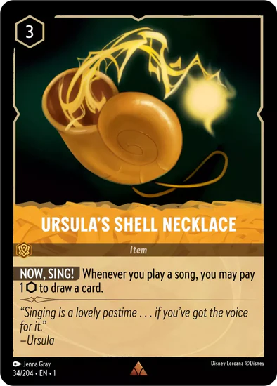 Lorcana - Ursula's Shell Necklace - 34/204 - Rare - The First Chapter