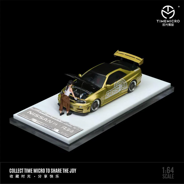 Time Micro - Nissan Skyline GT-R (R34) Z-Tune "BBS" - Gold w/ Figure